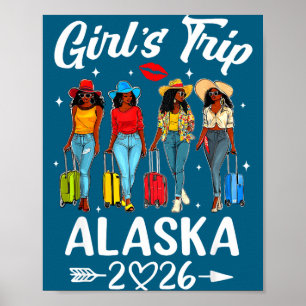 Alaska Mädchen Reise 2026 Geburtstagsillustration Poster