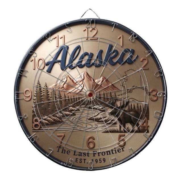 Alaska Moose & Mountain River Bronze Dartscheibe (vorne)