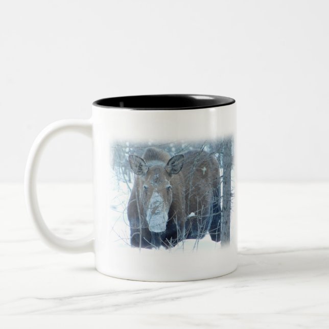 Alaska Moose Wildlife Foto Zweifarbige Tasse (Links)
