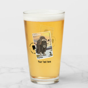Alaska-Moschusochsen-Briefmarken-Souvenir Glas