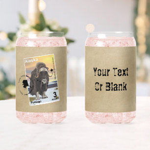 Alaska Muskox Postage Briefmarke Souvenir Dosenglas