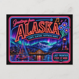 Alaska Neon State Retro Vintage Postkarte