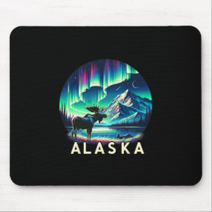 Alaska Nördliche Lichter Aurora Betrachtung Elch F Mousepad