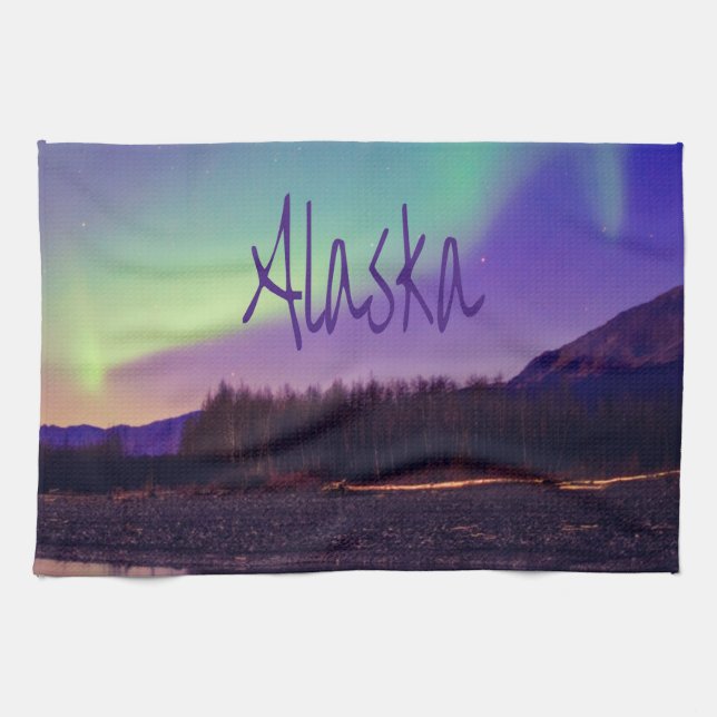 Alaska Nordlichter - See Geschirrtuch (Horizontal)