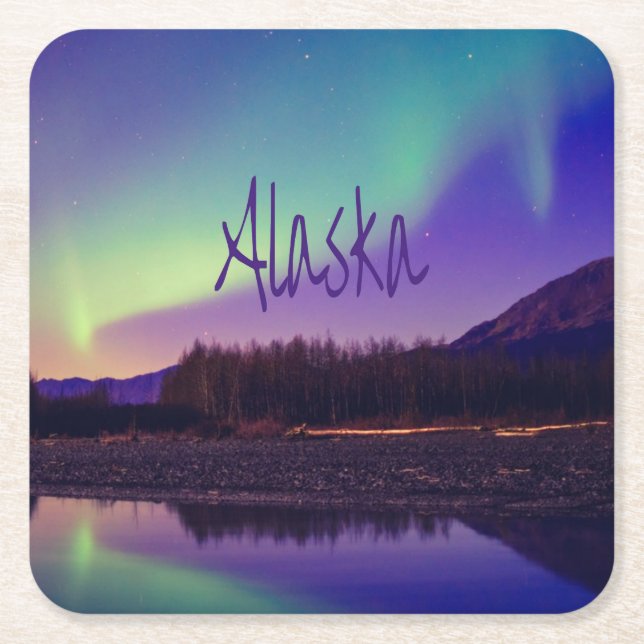 Alaska Nordlichter - See Rechteckiger Pappuntersetzer (Vorderseite)