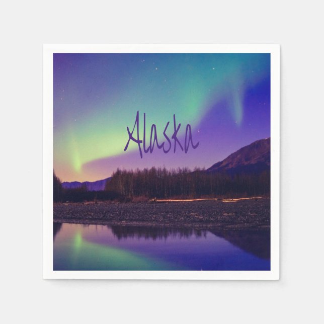 Alaska Nordlichter - See Serviette (Vorderseite)