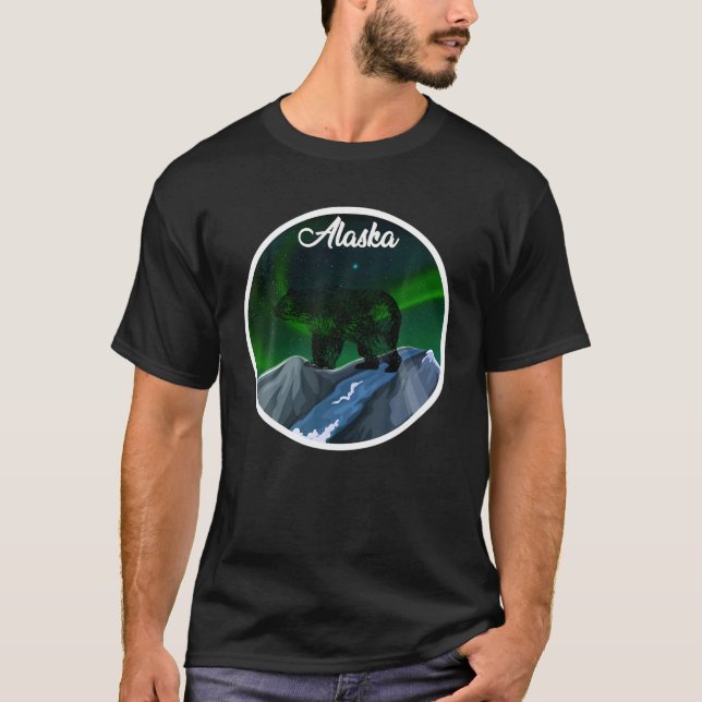 Alaska Northern Lights Bear T-Shirt (Vorderseite)