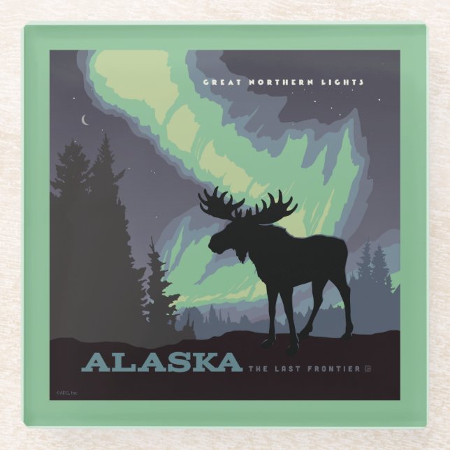 Alaska | Northern Lights Moor Glasuntersetzer (Vorderseite)