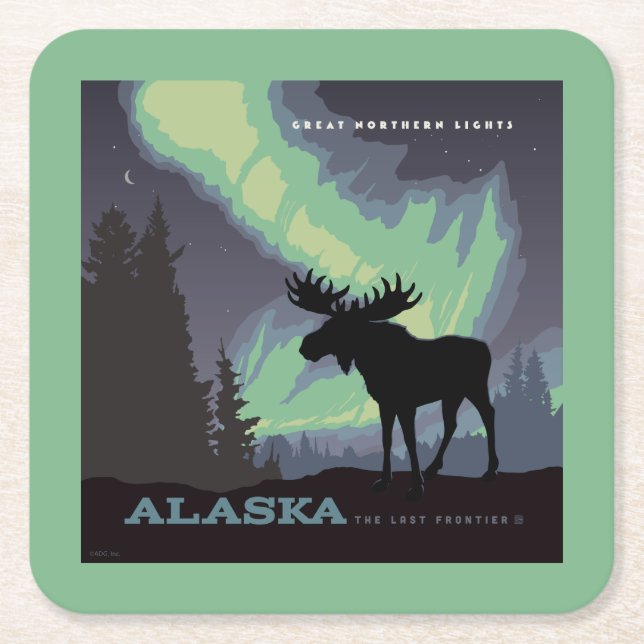 Alaska | Northern Lights Moor Rechteckiger Pappuntersetzer (Vorderseite)