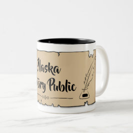 Alaska Notary Public Scroll Feather Quill Zweifarbige Tasse