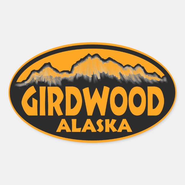 Alaska-Orangenaufkleber aus Girdwood Ovaler Aufkleber (Vorderseite)