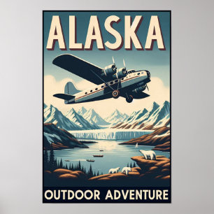 Alaska Outdoor Adventure Vintage Travel Poster