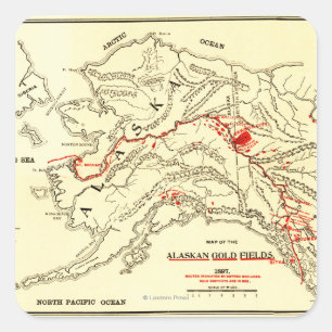 Alaska Panorama Karte Quadratischer Aufkleber