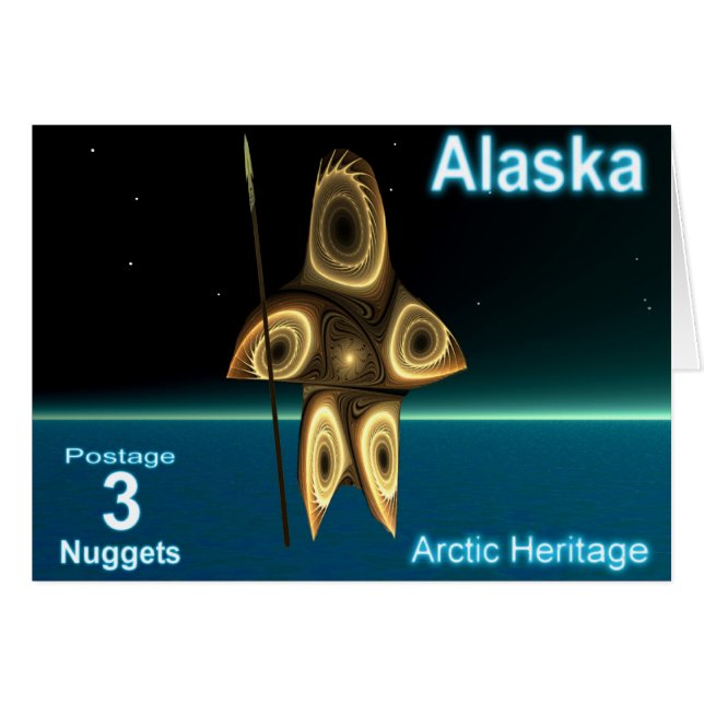 Alaska Postage- Fractal Inuit Hunter (Vorderseite (Horizontal))
