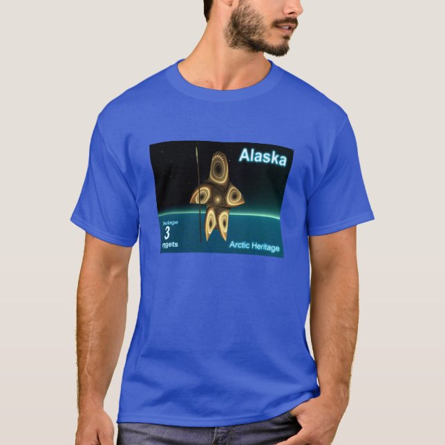 Alaska Postage - Fraktal Inuit Hunter T-Shirt (Vorderseite)