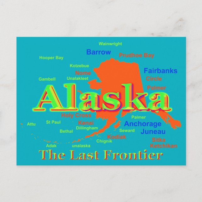 Alaska Pride Map Silhouette Postkarte (Vorderseite)