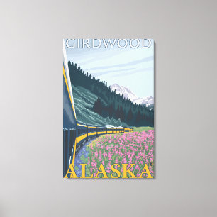 Alaska Railroad Scene - Girdwood, Alaska Leinwanddruck