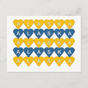 Alaska Reise Herzen in Gold und Blau Postkarte