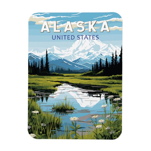 Alaska Reisen Kunst Vintag Magnet (Vertikal)