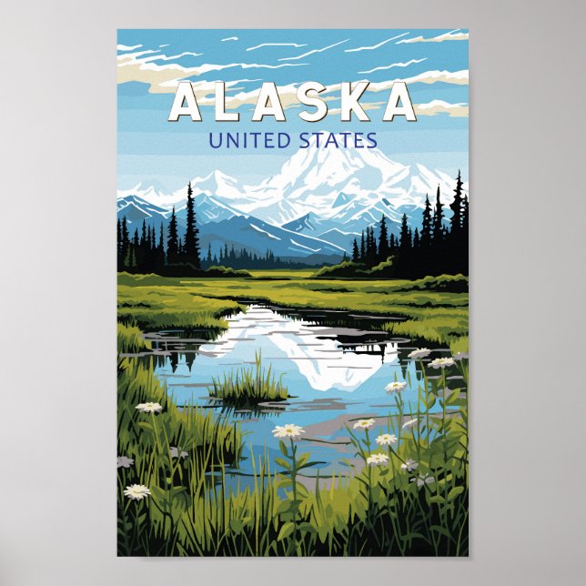 Alaska Reisen Kunst Vintag Poster (Vorne)