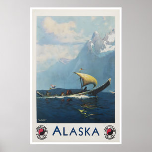 Alaska Reiseplakat Northern Pacific Kunst Alaskan Poster