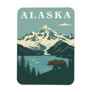 Alaska Retro Reise Grizzlybär Magnet