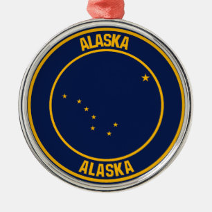 Alaska Round Emblem Ornament Aus Metall