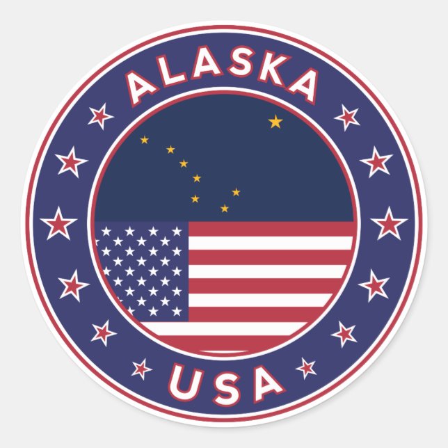 Alaska Runder Aufkleber (Vorderseite)