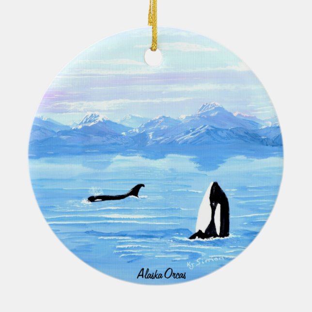 Alaska-Schwertwal-Verzierung Keramikornament (Hinten)