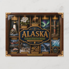 Alaska Shadow Box 3D Figurine Staat Postkarte