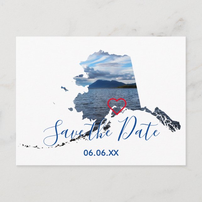 Alaska Shape Foto Save the Date Ankündigungspostkarte (Vorderseite)