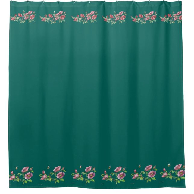 Alaska Sitka Rose & Bumble Bee Printed Duschvorhang (Vorderseite)