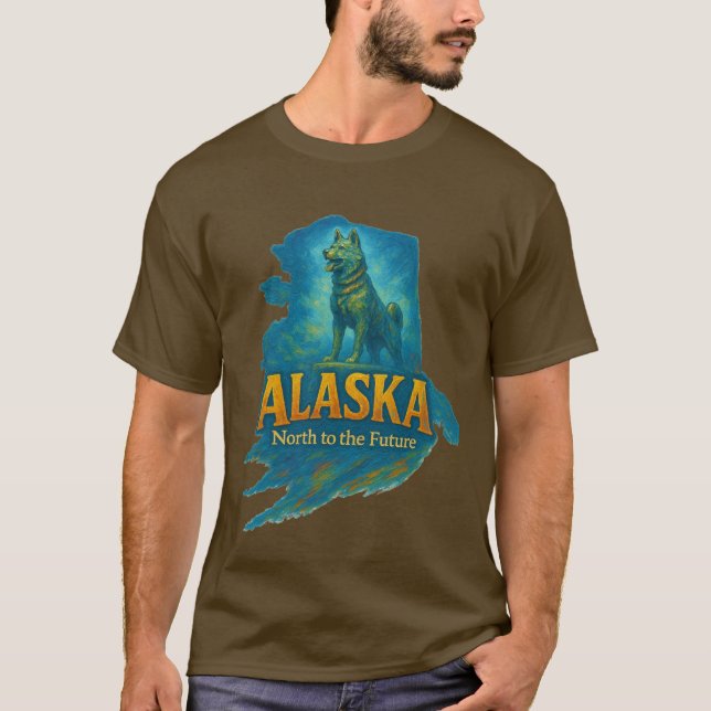 Alaska Staat Artistischer T - Shirt - Ölmalerei.. (Vorderseite)