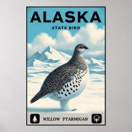 Alaska Staat Bird - Willow Ptarmigan Vintag Poster