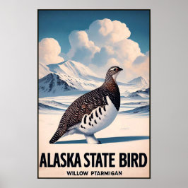 Alaska Staat Bird - Willow Ptarmigan Vintag Poster