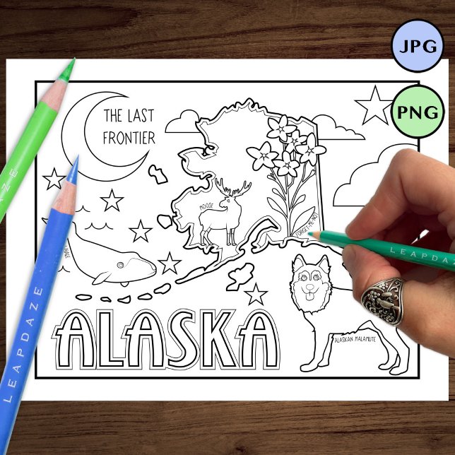 Alaska-Staat-Form und Faktenfärbung Flyer (Von Creator hochgeladen)