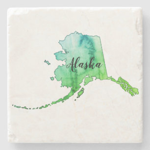 Alaska Staat Map Wasserfarbe Zwei-Tone-Untersetzer Steinuntersetzer