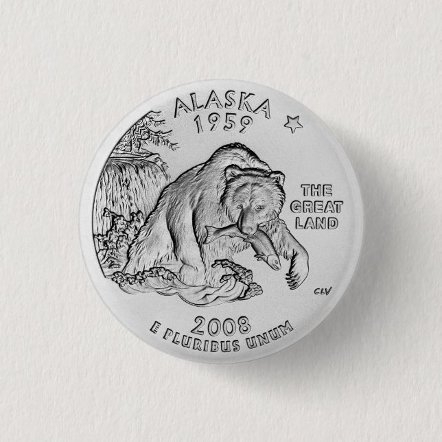 Alaska Staat Quarter Button (Vorderseite)