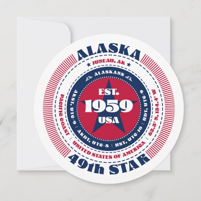 Alaska-Staat-Rundtypografie-Flachkarte (Vorderseite)