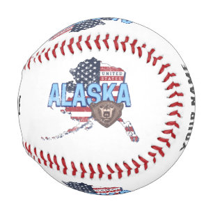 Alaska Staat United Staaten Map Vintag USA Baseball