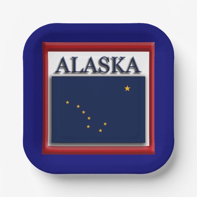 Alaska-Staatsflagge 7" Teller auf Papier (Vorderseite)