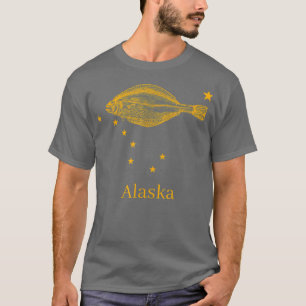 Alaska Staatsflagge Halibut Fischen T-Shirt