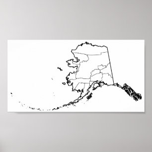 Alaska-Stadt-leere Kontur-Karte Poster