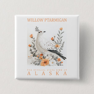 Alaska State Bird Kunstprint Eleganter Weiden-Sc Button