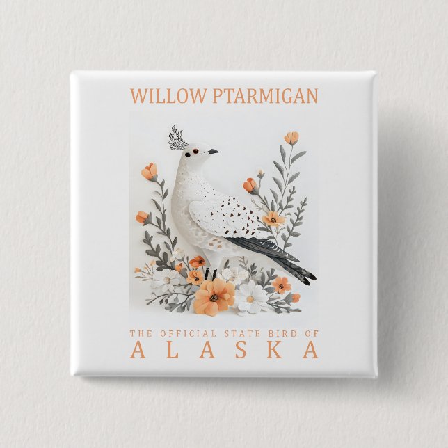 Alaska State Bird Kunstprint | Eleganter Weiden-Sc Button (Vorderseite)