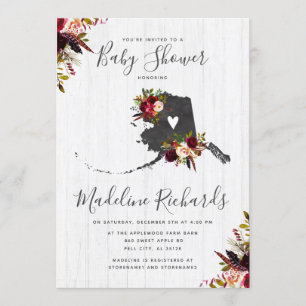 Alaska State Rustikale Scheunen-Baby-Shower-Einlad Einladung