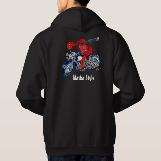 Alaska Style King Crab Motorrad Farbe gedruckt Hoodie (Rückseite)