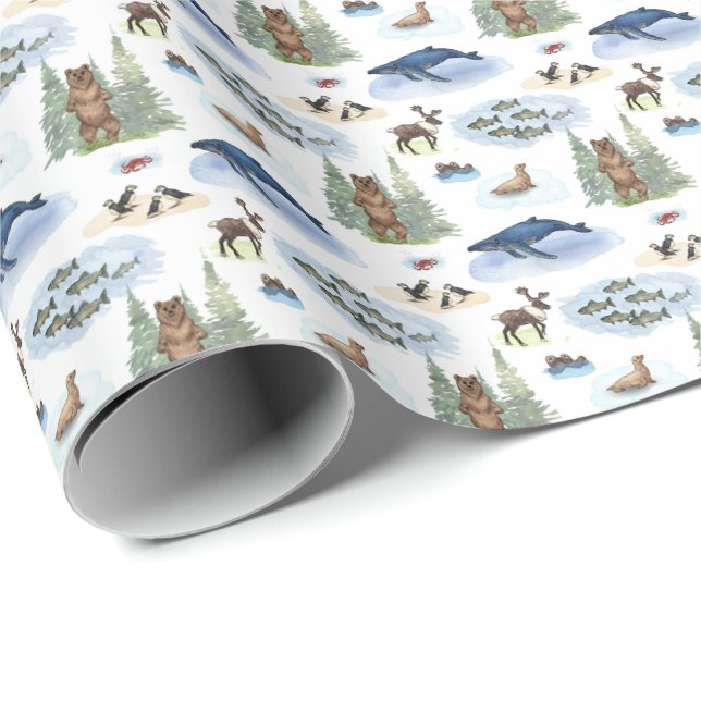 Alaska Tier-Toile (Originalfarben)  Geschenkpapier (Rolleneckpunkt)