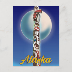Alaska Totem Pole Travel Print Postkarte