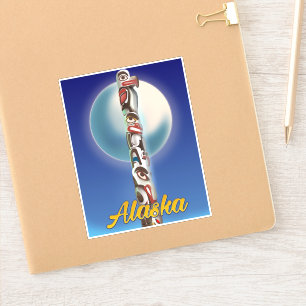 Alaska Totempfahl-Reisebild Aufkleber